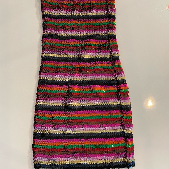 UO Rainbow Stripped Sequin Mini Dress - Picture 7 of 8